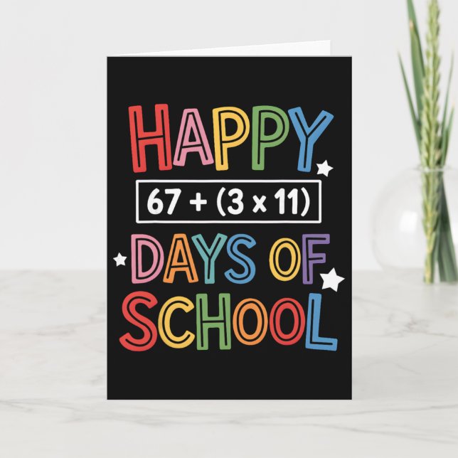 Happy 100 Days Of School Math Equation Teacher Kid Card (Front)