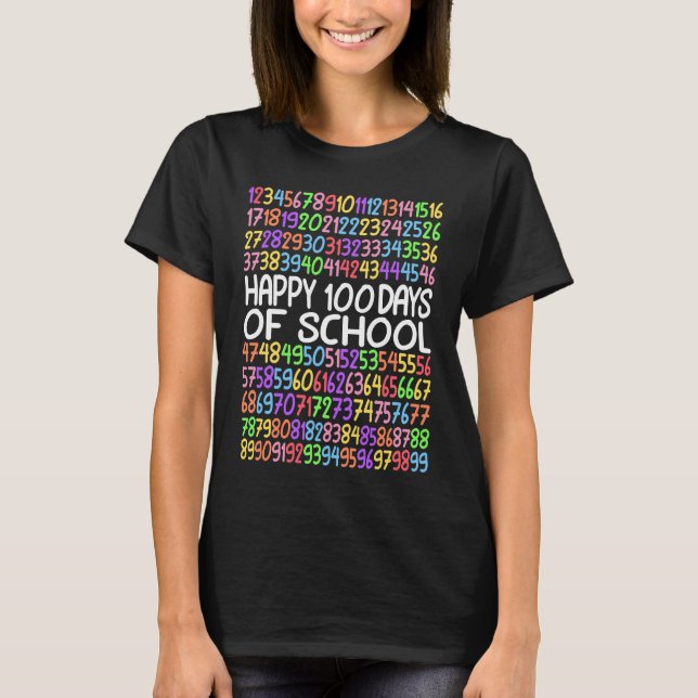 Happy 100 Days Of School Math Kindergarten 1st Gra T-Shirt (Front)