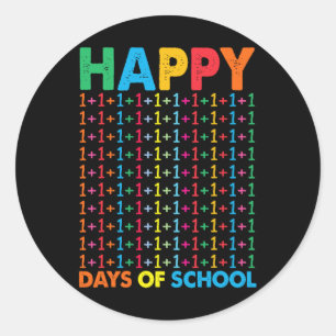Happy 100 Days Of School Math Numbers Kids Teacher Classic Round Sticker