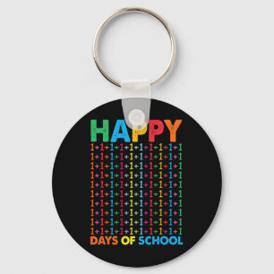 Happy 100 Days Of School Math Numbers Kids Teacher Keychain