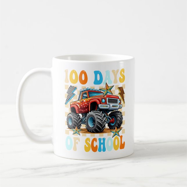 Happy 100 Days Of School Monster Truck  Coffee Mug (Left)
