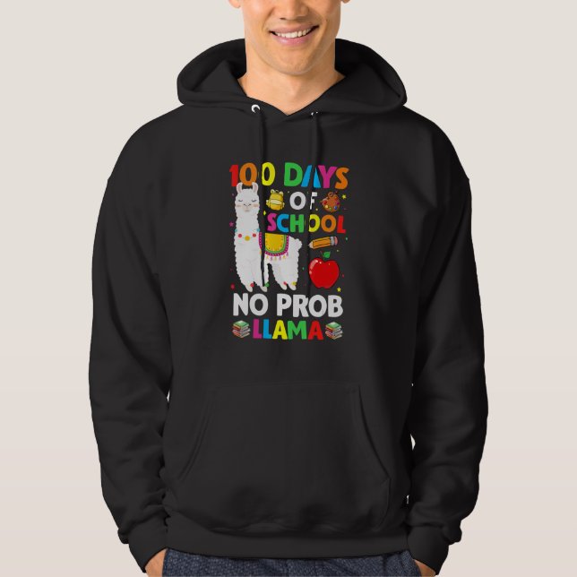 Happy 100 Days Of School No Pro-Llama Llama Teache Hoodie (Front)