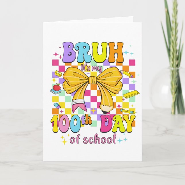 Happy 100 Days of School Pink Bow Card (Front)