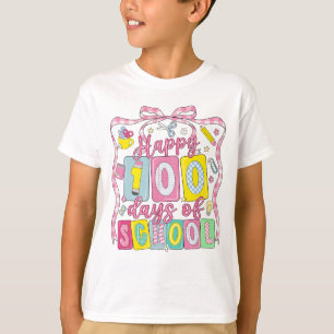 Happy 100 Days of School Pink Bow T-Shirt