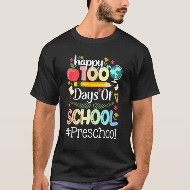 Happy 100 Days Of School PRESCHOOL 100th Day Pop i T-Shirt (Front)