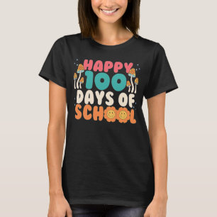 Happy 100 Days of School Retro Vintage 70s Groovy T-Shirt
