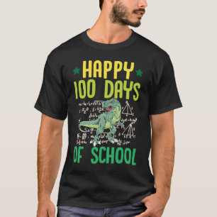 Happy 100 Days Of School Rex Dinosaur Math Teacher T-Shirt