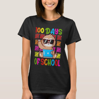 Happy 100 Days of School Sloth Teacher Kid Student T-Shirt