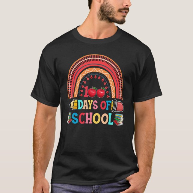 Happy 100 Days Of School Smarter Brighter Rainbow  T-Shirt (Front)