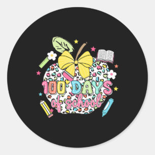 Happy 100 Days Of School Smarter Coquette Bow Penc Classic Round Sticker