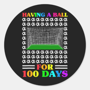Happy 100 Days Of School Teacher 100th Day Soccer Classic Round Sticker