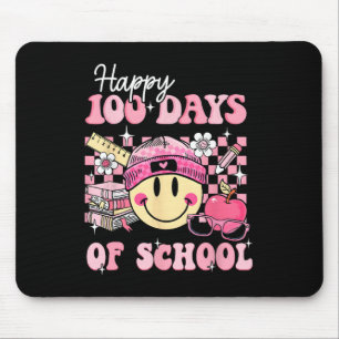 Happy 100 Days Of School Teacher Kids Retro Groovy Mouse Pad