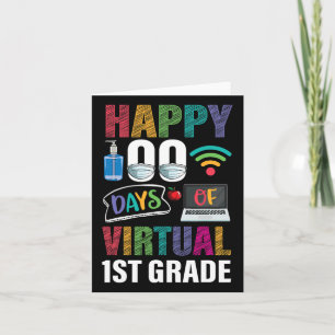 Happy 100 Days Of Virtual 1st Grade Kids Teacher S Card