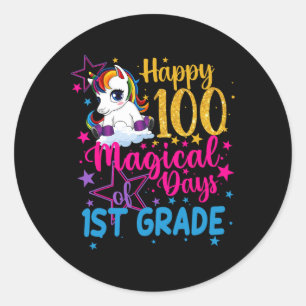 Happy 100 Magical Days Of 1st Grade Classic Round Sticker