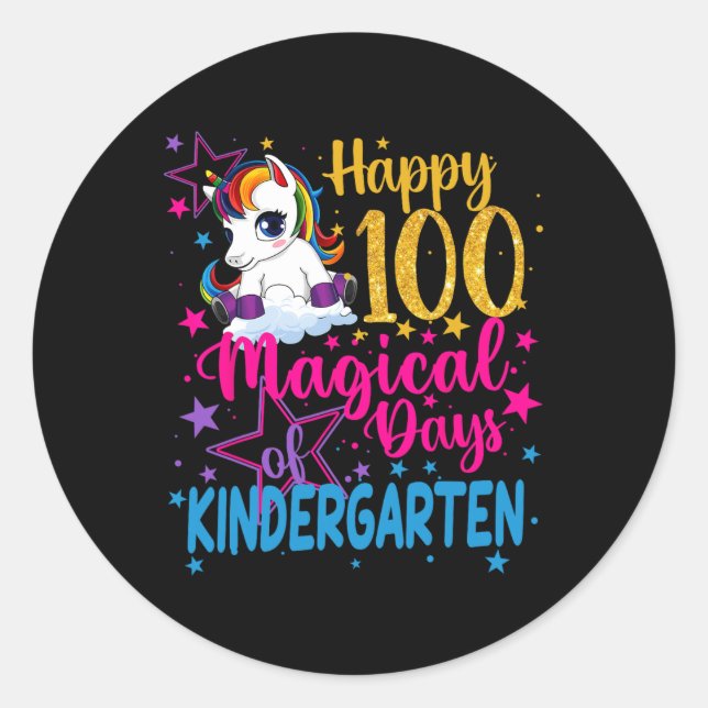 Happy 100 Magical Days Of Kinder  Classic Round Sticker (Front)