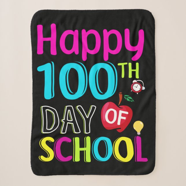 Happy-100-th-day-of-school Sherpa Blanket (Front)