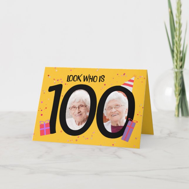 Happy 100th Birthday Big 100 Picture Frame  Holiday Card (Front)