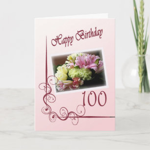 Happy 100th Birthday Card - Flower Bouquet