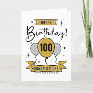 Happy 100th Birthday Card in gold