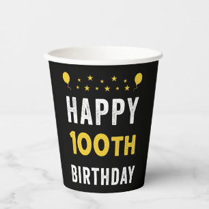 Happy 100th Birthday Centenarian Celebration Party Paper Cups