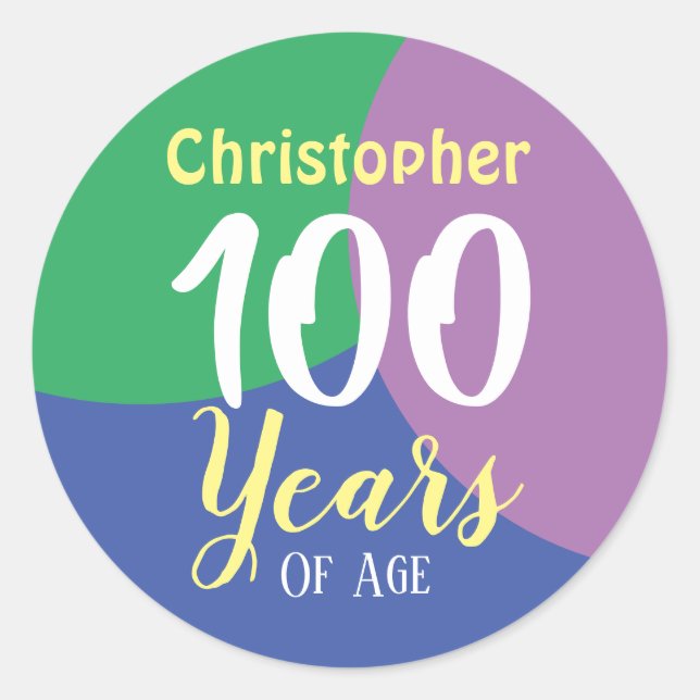 Happy 100th Birthday Classic Round Sticker (Front)
