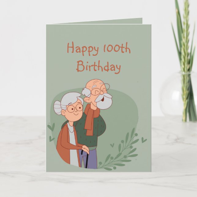 Happy 100th  Birthday Funny Golden Years Old Age Card (Front)