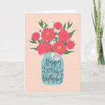 Happy 100th Birthday Wife with Mason Jar of Flower Card<br><div class="desc">A mason jar filled with a gorgeous bunch of peonies and white flowers with the hand lettered words 'For my wife' on the tag and 'Happy 100th Birthday' on the mason jar. The perfect birthday card to celebrate your wife's birthday! © Ness Nordberg</div>