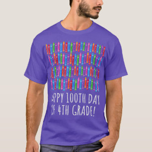 Happy 100th Crayon Of 4th Grade 100 Days Of T-Shirt
