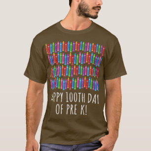 Happy 100th Crayon Of Pre K  100 Days Of School T-Shirt
