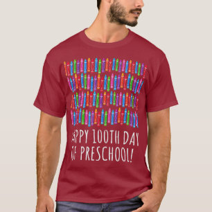 Happy 100th Crayon Of Preschool 100 Days Of T-Shirt