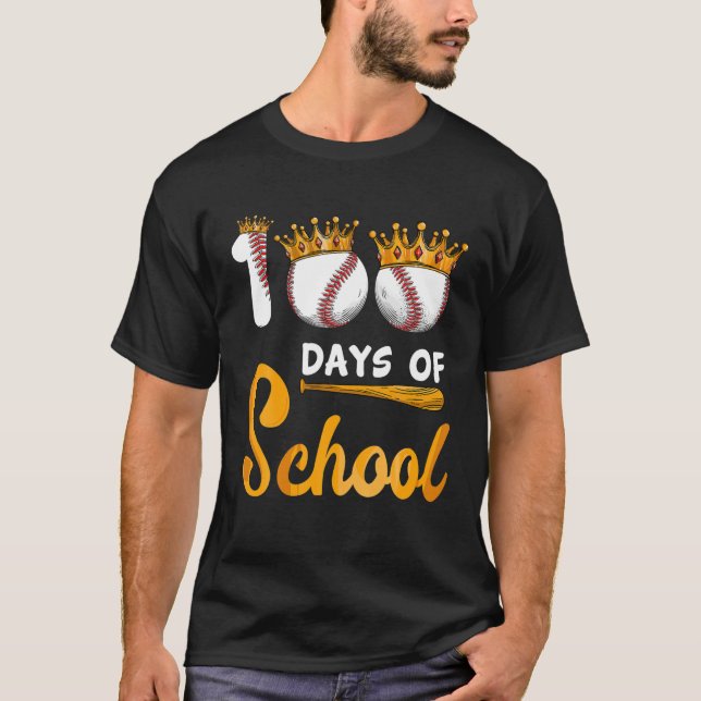 Happy 100Th Day 100 Days Of School Baseball Teache T-Shirt (Front)
