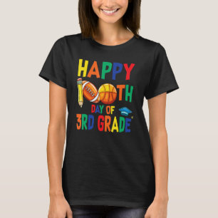 Happy 100th Day Of 3rd Grade Football Basketball   T-Shirt
