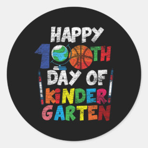 Happy 100th Day Of Kinder Garten Cute 100 Days Of  Classic Round Sticker
