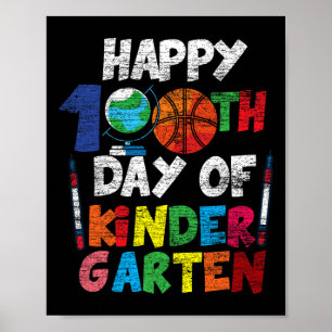 Happy 100th Day Of Kinder Garten Cute 100 Days Of  Poster