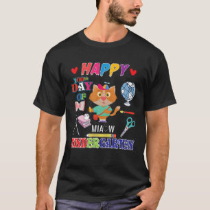 Happy 100Th Day Of Kindergarten Cat Lover Funny Ki T-Shirt