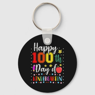 Happy 100th Day Of Kindergarten Colourful Teacher Keychain