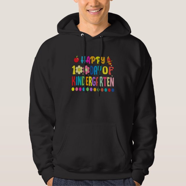 Happy 100th Day of Kindergarten Cute Student Teach Hoodie (Front)