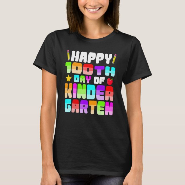 Happy 100th Day Of Kindergarten Shirts Kinder Scho (Front)