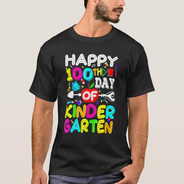 Happy 100th Day Of Kindergarten Student 100 Days O T-Shirt (Front)