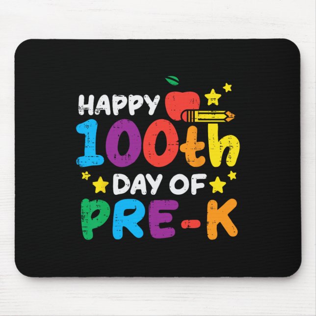 Happy 100th Day Of Pre K Apple 100 Days School Tea Mouse Pad (Front)