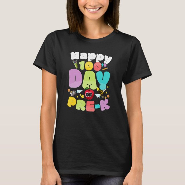 Happy 100th Day of Pre k  for Teachers Kids T-Shirt (Front)