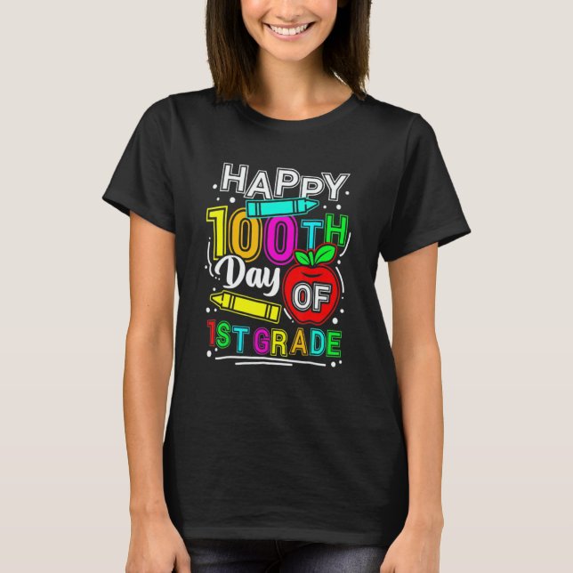 Happy 100th Day Of School 100 Days Smarter Cute 1s T-Shirt (Front)