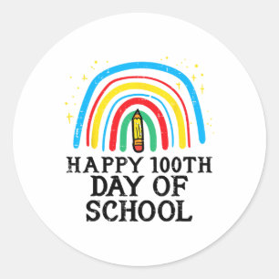 Happy 100th Day Of School 100 Days Smarter Teacher Classic Round Sticker