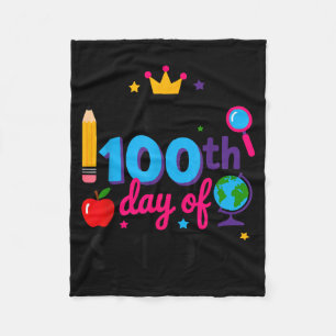 Happy 100th Day Of School 100 Days Smarter Teacher Fleece Blanket