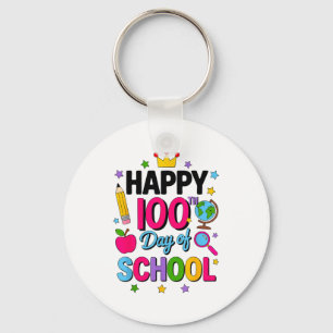Happy 100th Day Of School 100 Days Smarter Teacher Keychain