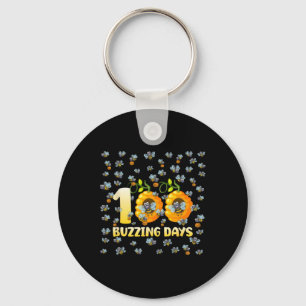 Happy 100th Day Of School Bees Beehive 100 Buzzing Keychain