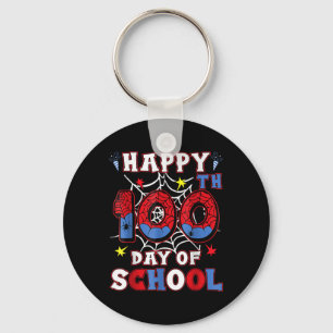 Happy 100th Day Of School Boys Girls Kids Spider 1 Keychain
