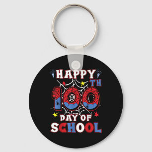 Happy 100th Day Of School Boys Girls Kids Spider 1 Keychain