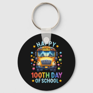 Happy 100th Day Of School Bus Driver 100 Days Of S Keychain