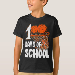 Happy 100th Day Of School Bysketll Kids 100 Days O T-Shirt